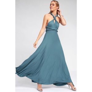 Lulus Tricks of the Trade Slate Blue Maxi Dress